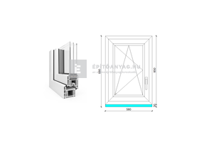 EkoSun 70 CL 3r üv BNY 60x90 cm bal fehér egyszárnyú ablak EkoSun 70 CL 3r üv BNY 60x90 cm bal fehér egyszárnyú ablak