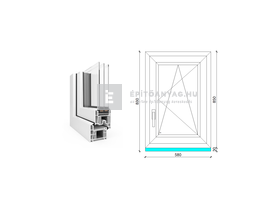 EkoSun 70 CL 3r üv BNY 60x90 cm jobb fehér egyszárnyú ablak EkoSun 70 CL 3r üv BNY 60x90 cm jobb fehér egyszárnyú ablak