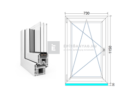EkoSun 70 CL 3r üv BNY 75x120 cm bal fehér egyszárnyú ablak EkoSun 70 CL 3r üv BNY 75x120 cm bal fehér egyszárnyú ablak