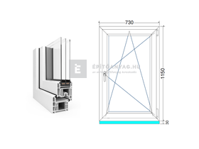 EkoSun 70 CL 3r üv BNY 75x120 cm jobb fehér egyszárnyú ablak EkoSun 70 CL 3r üv BNY 75x120 cm jobb fehér egyszárnyú ablak