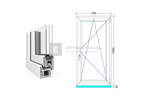 EkoSun 70 CL 3r üv BNY 75x150 cm jobb fehér egyszárnyú ablak EkoSun 70 CL 3r üv BNY 75x150 cm jobb fehér egyszárnyú ablak