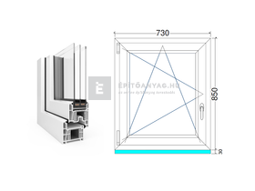 EkoSun 70 CL 3r üv BNY 75x90 cm bal fehér egyszárnyú ablak EkoSun 70 CL 3r üv BNY 75x90 cm bal fehér egyszárnyú ablak