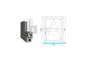 EkoSun 70 CL 3r üv BNY 90x120 cm jobb kívül antracit, belül fehér egyszárnyú ablak EkoSun 70 CL 3r üv BNY 90x120 cm jobb kívül antracit, belül fehér egyszárnyú ablak