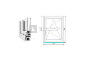 EkoSun 70 CL 3r üv BNY 90x120 cm jobb fehér egyszárnyú ablak EkoSun 70 CL 3r üv BNY 90x120 cm jobb fehér egyszárnyú ablak