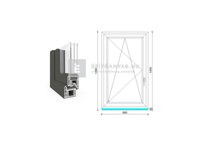 EkoSun 70 CL 3r üv BNY 90x150 cm bal kívül antracit, belül fehér egyszárnyú ablak EkoSun 70 CL 3r üv BNY 90x150 cm bal kívül antracit, belül fehér egyszárnyú ablak