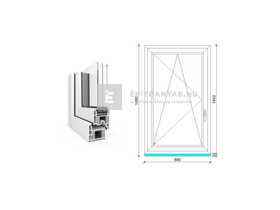EkoSun 70 CL 3r üv BNY 90x150 cm bal fehér egyszárnyú ablak EkoSun 70 CL 3r üv BNY 90x150 cm bal fehér egyszárnyú ablak