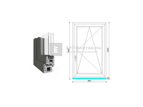 EkoSun 70 CL 3r üv BNY 90x150 cm jobb kívül antracit, belül fehér egyszárnyú ablak EkoSun 70 CL 3r üv BNY 90x150 cm jobb kívül antracit, belül fehér egyszárnyú ablak