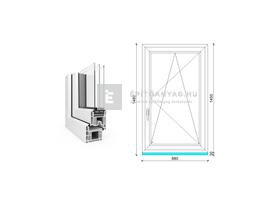 EkoSun 70 CL 3r üv BNY 90x150 cm jobb fehér egyszárnyú ablak EkoSun 70 CL 3r üv BNY 90x150 cm jobb fehér egyszárnyú ablak