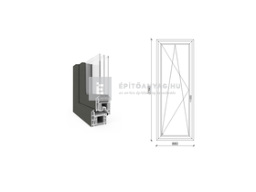 EkoSun 70 CL 3r üv BNY 90x240 cm bal kívül antracit, belül fehér egyszárnyú erkélyajtó EkoSun 70 CL 3r üv BNY 90x240 cm bal kívül antracit, belül fehér egyszárnyú erkélyajtó
