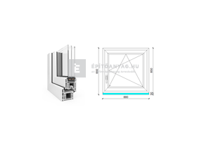 EkoSun 70 CL 3r üv BNY 90x90 cm jobb fehér egyszárnyú ablak EkoSun 70 CL 3r üv BNY 90x90 cm jobb fehér egyszárnyú ablak
