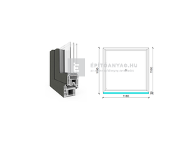 EkoSun 70 CL 3r üv Fix 120x120 cm kívül antracit, belül fehér fix ablak EkoSun 70 CL 3r üv Fix 120x120 cm kívül antracit, belül fehér fix ablak