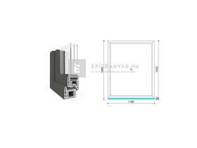EkoSun 70 CL 3r üv Fix 120x150 cm kívül antracit, belül fehér fix ablak EkoSun 70 CL 3r üv Fix 120x150 cm kívül antracit, belül fehér fix ablak