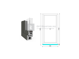 EkoSun 70 CL 3r üv Fix 60x120 cm kívül antracit, belül fehér fix ablak EkoSun 70 CL 3r üv Fix 60x120 cm kívül antracit, belül fehér fix ablak