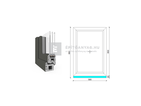 EkoSun 70 CL 3r üv Fix 60x90 cm kívül antracit, belül fehér fix ablak EkoSun 70 CL 3r üv Fix 60x90 cm kívül antracit, belül fehér fix ablak