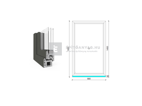 EkoSun 70 CL 3r üv Fix 90x150 cm kívül antracit, belül fehér fix ablak EkoSun 70 CL 3r üv Fix 90x150 cm kívül antracit, belül fehér fix ablak