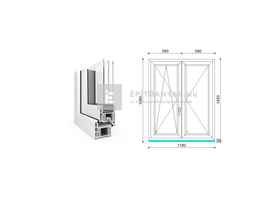 EkoSun 70 CL 3r üv NY-BNY 120x150 cm bal fehér kétszárnyú váltószárnyas ablak EkoSun 70 CL 3r üv NY-BNY 120x150 cm bal fehér kétszárnyú váltószárnyas ablak