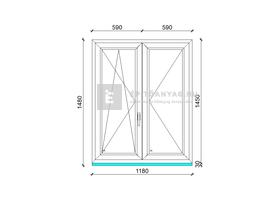 EkoSun 70 C 3r  üv  NY-BNY 120x150 cm bal fehér kétszárnyú váltószárnyas ablak
