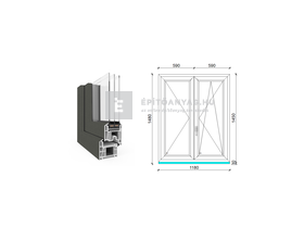 EkoSun 70 CL 3r üv NY-BNY 120x150 cm jobb kívül antracit, belül fehér kétsz. váltószárnyas ablak EkoSun 70 CL 3r üv NY-BNY 120x150 cm jobb kívül antracit, belül fehér kétsz. váltószárnyas ablak