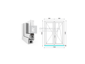 EkoSun 70 CL 3r üv NY-BNY 120x150 cm jobb fehér kétszárnyú váltószárnyas ablak EkoSun 70 CL 3r üv NY-BNY 120x150 cm jobb fehér kétszárnyú váltószárnyas ablak