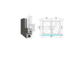 EkoSun 70 CL 3r üv NY-BNY 150x120 cm jobb kívül antracit, belül fehér kétsz. váltószárnyas ablak EkoSun 70 CL 3r üv NY-BNY 150x120 cm jobb kívül antracit, belül fehér kétsz. váltószárnyas ablak