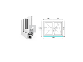 EkoSun 70 CL 3r üv NY-BNY 150x120 cm jobb fehér kétszárnyú váltószárnyas ablak EkoSun 70 CL 3r üv NY-BNY 150x120 cm jobb fehér kétszárnyú váltószárnyas ablak
