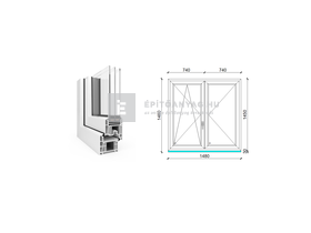EkoSun 70 CL 3r üv NY-BNY 150x150 cm bal fehér kétszárnyú váltószárnyas ablak EkoSun 70 CL 3r üv NY-BNY 150x150 cm bal fehér kétszárnyú váltószárnyas ablak