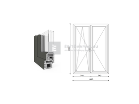 EkoSun 70 CL 3r üv NY-BNY 150x210cm bal kívül antracit belül fehér kétsz. váltószárny. erkélyajtó EkoSun 70 CL 3r üv NY-BNY 150x210cm bal kívül antracit belül fehér kétsz. váltószárny. erkélyajtó