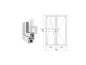 EkoSun 70 CL 3r üv NY-BNY 150x210 cm bal fehér kétszárnyú váltószárnyas erkélyajtó EkoSun 70 CL 3r üv NY-BNY 150x210 cm bal fehér kétszárnyú váltószárnyas erkélyajtó