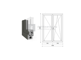 EkoSun 70 CL 3r üv NY-BNY 150x210cm jobb kívül antracit, belül fehér kétsz. váltósz. erkélyajtó EkoSun 70 CL 3r üv NY-BNY 150x210cm jobb kívül antracit, belül fehér kétsz. váltósz. erkélyajtó