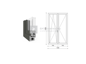 EkoSun 70 CL 3r üv NY-BNY 150x240cm bal kívül antracit belül fehér kétsz. váltószárny. erkélyajtó EkoSun 70 CL 3r üv NY-BNY 150x240cm bal kívül antracit belül fehér kétsz. váltószárny. erkélyajtó