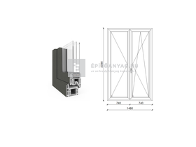 EkoSun 70 CL 3r üv NY-BNY 150x240cm jobb kívül antracit, belül fehér kétsz. váltósz. erkélyajtó EkoSun 70 CL 3r üv NY-BNY 150x240cm jobb kívül antracit, belül fehér kétsz. váltósz. erkélyajtó