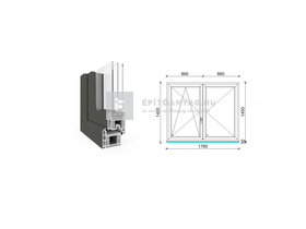 EkoSun 70 CL 3r üv NY-BNY 180x150 cm bal kívül antracit, belül fehér kétsz. váltószárnyas ablak EkoSun 70 CL 3r üv NY-BNY 180x150 cm bal kívül antracit, belül fehér kétsz. váltószárnyas ablak