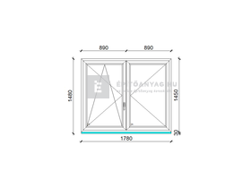 EkoSun 70 C 3r  üv  NY-BNY 180x150 cm bal fehér kétszárnyú váltószárnyas ablak