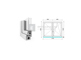 EkoSun 70 CL 3r üv NY-BNY 180x150 cm jobb fehér kétszárnyú váltószárnyas ablak EkoSun 70 CL 3r üv NY-BNY 180x150 cm jobb fehér kétszárnyú váltószárnyas ablak