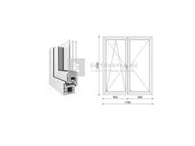 EkoSun 70 CL 3r üv NY-BNY 180x210 cm bal fehér kétszárnyú váltószárnyas erkélyajtó EkoSun 70 CL 3r üv NY-BNY 180x210 cm bal fehér kétszárnyú váltószárnyas erkélyajtó
