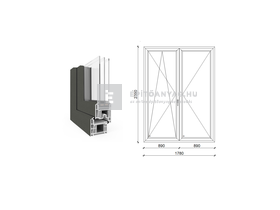 EkoSun 70 CL 3r üv NY-BNY 180x240cm bal kívül antracit belül fehér kétsz. váltószárny. erkélyajtó EkoSun 70 CL 3r üv NY-BNY 180x240cm bal kívül antracit belül fehér kétsz. váltószárny. erkélyajtó