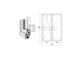 EkoSun 70 CL 3r üv NY-BNY 180x240 cm bal fehér kétszárnyú váltószárnyas erkélyajtó EkoSun 70 CL 3r üv NY-BNY 180x240 cm bal fehér kétszárnyú váltószárnyas erkélyajtó