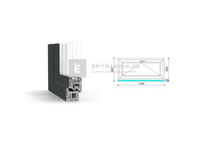 GreenEvolution 76 B 3r üv Bukó 120x60 cm kívül antracit, belül fehér egyszárnyú ablak GreenEvolution 76 B 3r üv Bukó 120x60 cm kívül antracit, belül fehér egyszárnyú ablak