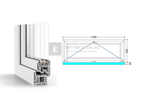 GreenEvolution 76 B 3r üv Bukó 150x60 cm fehér egyszárnyú ablak GreenEvolution 76 B 3r üv Bukó 150x60 cm fehér egyszárnyú ablak