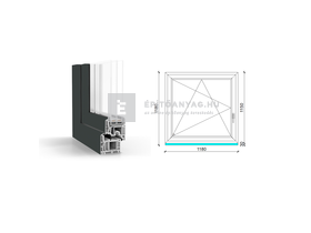 GreenEvolution 76 B 3r üv BNY 120x120 cm bal kívül antracit, belül fehér egyszárnyú ablak GreenEvolution 76 B 3r üv BNY 120x120 cm bal kívül antracit, belül fehér egyszárnyú ablak