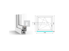 GreenEvolution 76 B 3r üv BNY 120x120 cm bal fehér egyszárnyú ablak GreenEvolution 76 B 3r üv BNY 120x120 cm bal fehér egyszárnyú ablak