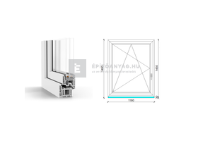 GreenEvolution 76 B 3r üv BNY 120x150 cm bal fehér egyszárnyú ablak GreenEvolution 76 B 3r üv BNY 120x150 cm bal fehér egyszárnyú ablak