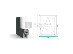 GreenEvolution 76 B 3r üv BNY 120x150 cm jobb kívül antracit, belül fehér egyszárnyú ablak GreenEvolution 76 B 3r üv BNY 120x150 cm jobb kívül antracit, belül fehér egyszárnyú ablak