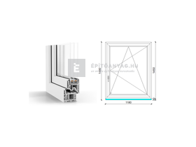 GreenEvolution 76 B 3r üv BNY 120x150 cm jobb fehér egyszárnyú ablak GreenEvolution 76 B 3r üv BNY 120x150 cm jobb fehér egyszárnyú ablak