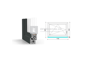GreenEvolution 76 B 3r üv BNY 120x90 cm bal kívül antracit, belül fehér egyszárnyú ablak GreenEvolution 76 B 3r üv BNY 120x90 cm bal kívül antracit, belül fehér egyszárnyú ablak