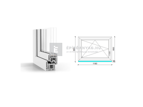 GreenEvolution 76 B 3r üv BNY 120x90 cm bal fehér egyszárnyú ablak GreenEvolution 76 B 3r üv BNY 120x90 cm bal fehér egyszárnyú ablak