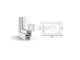 GreenEvolution 76 B 3r üv BNY 120x90 cm jobb fehér egyszárnyú ablak GreenEvolution 76 B 3r üv BNY 120x90 cm jobb fehér egyszárnyú ablak