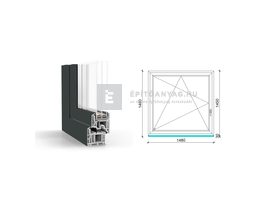 GreenEvolution 76 B 3r üv BNY 150x150 cm bal kívül antracit, belül fehér egyszárnyú ablak GreenEvolution 76 B 3r üv BNY 150x150 cm bal kívül antracit, belül fehér egyszárnyú ablak