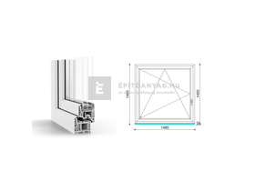 GreenEvolution 76 B 3r üv BNY 150x150 cm bal fehér egyszárnyú ablak GreenEvolution 76 B 3r üv BNY 150x150 cm bal fehér egyszárnyú ablak