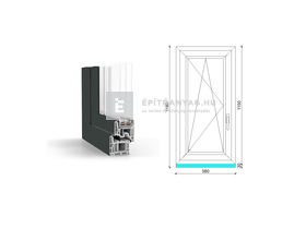 GreenEvolution 76 B 3r üv BNY 60x120 cm bal kívül antracit, belül fehér egyszárnyú ablak GreenEvolution 76 B 3r üv BNY 60x120 cm bal kívül antracit, belül fehér egyszárnyú ablak